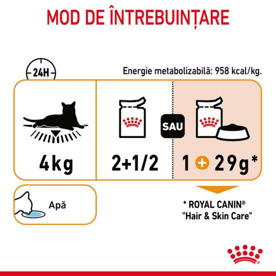 Royal Canin Hair & Skin Care – Hrană Umedă Premium pentru Pisici, pentru Piele și Blană Sănătoasă, 85gr